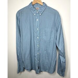 Faherty Men's Plaid Button Down Shirt Large‎ Blue 100% Cotton Lightweight Office